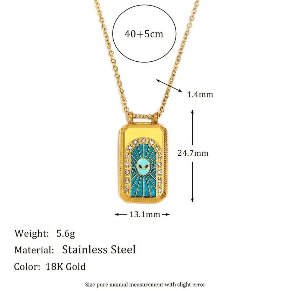 18K Gold Stainless Steel Tarot Card Heart Pendant Necklace Celestial Sun - Picture 3 of 3